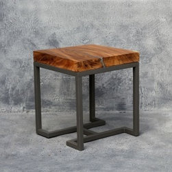 Alexa Side Table (Wood Top with Aluminium Inlay) - Side Tables And End Tables