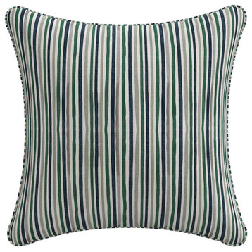 20" Decorative Pillow With Welt, Waverly Stripe Green