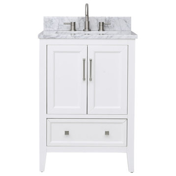 Avanity Everette 24 in. Vanity Combo in White and Carrara White Marble Top
