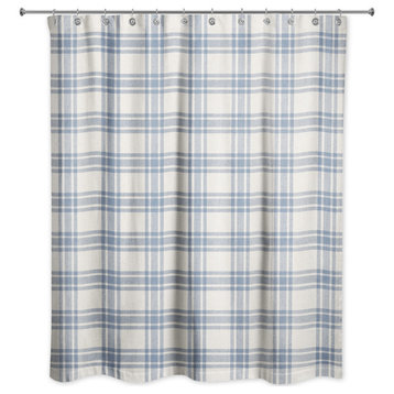 Faded Blue Plaid 71x74 Shower Curtain