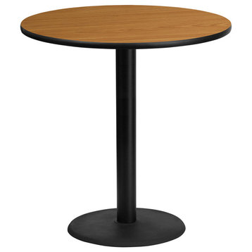 42'' Round Natural Laminate Table Top With Bar Height Table Base