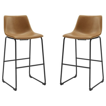 30" Faux Leather Barstool 2 pack - Whiskey Brown