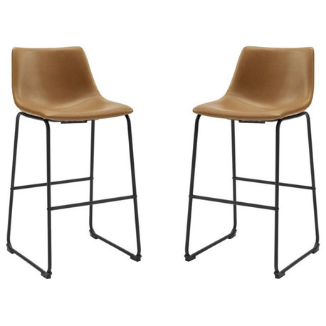 30" Faux Leather Barstool 2 pack - Whiskey Brown