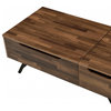 48" Walnut Rectangular Lift Top Coffee Table With Drawer