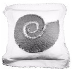 Sandy by the Sea Designs - Coastal Nautilus Throw Pillow, Mocha on Ivory - Classic Coastal Beach designs with a decorator's touch! Each Canvas Sea Pillow is handmade from 100% natural elements and finished with a casual frayed edge to enhance your Coastal Decor. Each Sea Life design is a frayed edge applique stitched on to create dimension. All Sea Pillows include a Feather/Down (90/10) removable insert. These fabulous Sea Pillows are machine wash and dry, creating a soft and luxurious feel with wear.