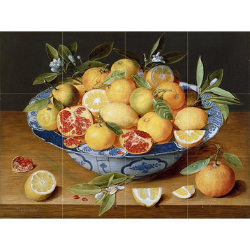 Tile Mural Still Life With Lemons Oranges and A Pomegranate Ceramic Glossy