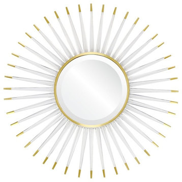 Acrylic Sunburst Mirror, Brass