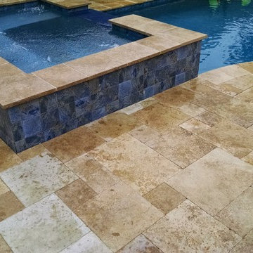 Jacksonville Beach Lap Pool with Raised Spa and Beach Entry