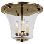 JVI Designs - Three Light Greenwich Flush Mount Bell Lantern, Rubbed Brass - We aim to provide an extensive collection of distinct lighting used to create a special atmosphere. From bell jars to chandeliers or wall sconces to flush mounts, our products are sure to fulfill a desired look.