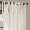 Solid Cotton Tie-Top Single Panel Curtain, Fresh Popcorn, 50"x108"