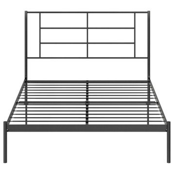 Modern Platform Bed, Metal Construction With Simple Silhouette, Black, Full