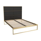 Federico Double Bed, Black Stained Oak, Brass Base