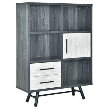 Unique Bookcase, Open Cubbies With Drawers & Cabinet, Sonoma Gray Oak/Gray Oak
