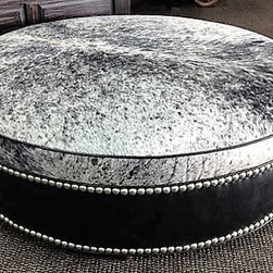 Cowhide & Leather Ottoman - Footstools And Ottomans