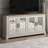 Heron 59.1" 4 Door TV Stand Fits TV's up to 65", Ivory With Knotty Oak