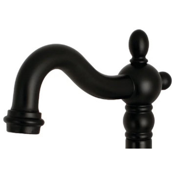 Classic Wall Mount Bathroom Faucet, Swivel Spout & Dual Crossed Handles, Black