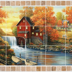 Autumn Sunset at the Old Mill - Tile Mural Palettes - Tile Murals