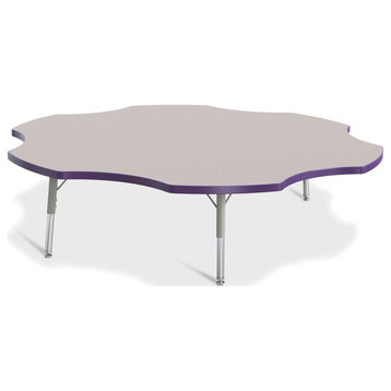 Berries Six Leaf Activity Table - 60", T-height - Gray/Purple/Gray