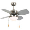 28 Inch Ceiling Fan in Bright Brushed Nickel Finish with 72 inch Lead Wire