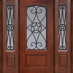 Prehung Side lights Door 80 Fiberglass Austin Texas Star Arch Lite - Front Doors