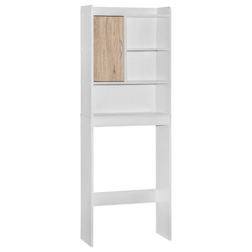 Better Home Products Ace Over the Toilet Storage Cabinet in White & Natural Oak