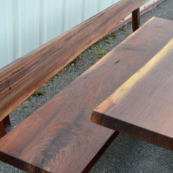 Live Edge Walnut Trestle Table and Bench Set - Products