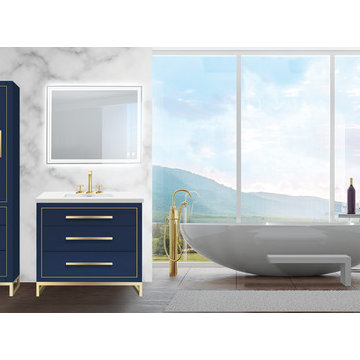 Madeli Estate 36" in Sapphire with Satin Brass Legs and Handles