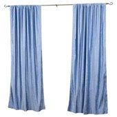 108x50 Marlow Velvet Trim Light Filtering Curtain Panel Blue