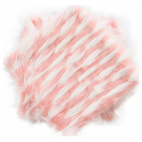 Feathery Faux Fur Pillow Cover 2 Piece Set, Pink, 14" X 26"