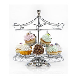Revolving Carousel Cupcake Server, Holds 12 Cupcakes, Kitchen Accessory - Dessert And Cake Stands