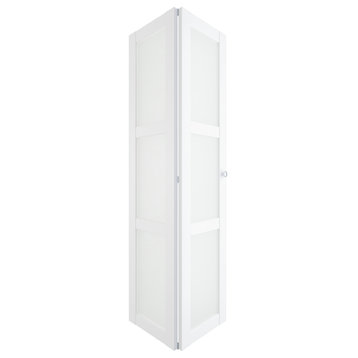 3-lite Frosted Glass Bi-Fold Door with Installation Hardware Kit, 36"w X 78"h