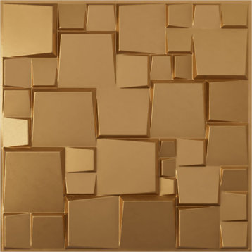 Modern Square EnduraWall Decorative 3D Wall Panel, 19.625"Wx19.625"H, Gold