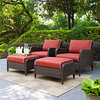 Kiawah 4-Piece Outdoor Wicker Seating Set With Sangria Cushions