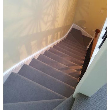 Brown Carpet Installation to Stairs