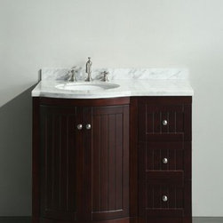 36 inch Bathroom Vanity White Carrera Marble Top - Bathroom Vanities And Sink Consoles