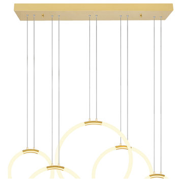 Hoops 5 Light LED Chandelier With Satin Gold Finish