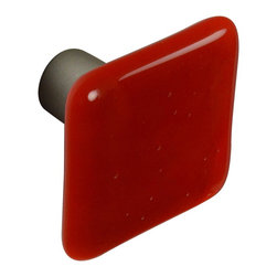 CKP - Art Glass Knob, Tomato Red, Dull Brushed Nickel Base - Cabinet And Drawer Knobs
