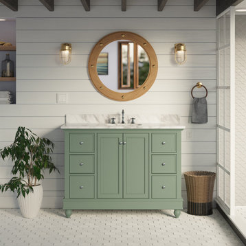 Bella 48" Bathroom Vanity, Sage Green, Carrara Marble