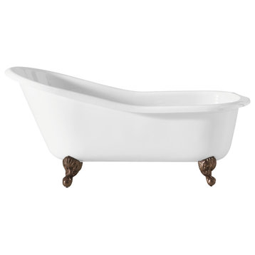 Cheviot Products Slipper Cast Iron Bathtub With Rolled Rim, Antique Bronze