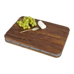 Vintage Wooden and Galvanized Metal Harvest Board - Cutting Boards