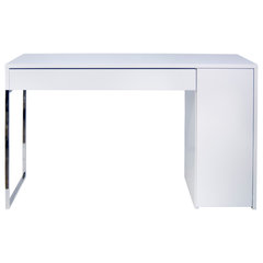 South Shore Modern Metal Crea Sewing Craft Table on Wheels in Pure White