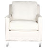 Barry Glam Tufted Acrylic Club Chair With Silver Nail Heads White/ Clear