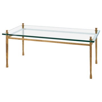 Minimalist Classic Modern Gold Coffee Table  Iron Frame Open Glass Top