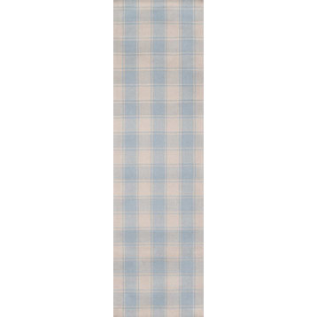 Momeni Marlborough Hand Woven Wool Area Rug, Light Blue, 2'3"x8'