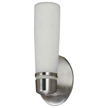 Aria Outdoor Wall Sconce, 13", Satin Nickel Finish, White Glass Diffuser