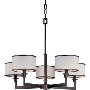 Nexus 5-Light Chandelier, Oil Rubbed Bronze With White Glass/Shade