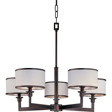 Nexus 5-Light Chandelier, Oil Rubbed Bronze With White Glass/Shade