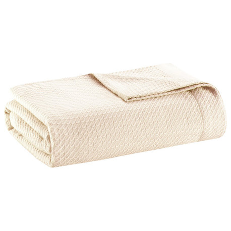 Madison Park Egyptian Cotton All-Season Woven Bedding Blanket, Ivory