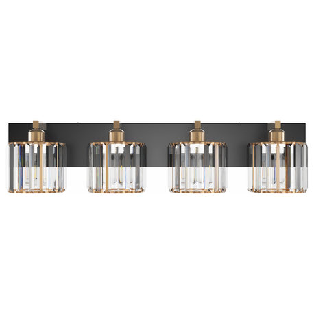 4-Lights Antique Unique Seeded Glass Shade Exquisite Wall Sconces Vanity Light