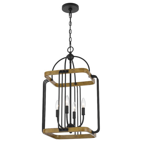 Cal Lighting Ripon Metal Chandelier with wood, Iron/Oak, FX-3772-4